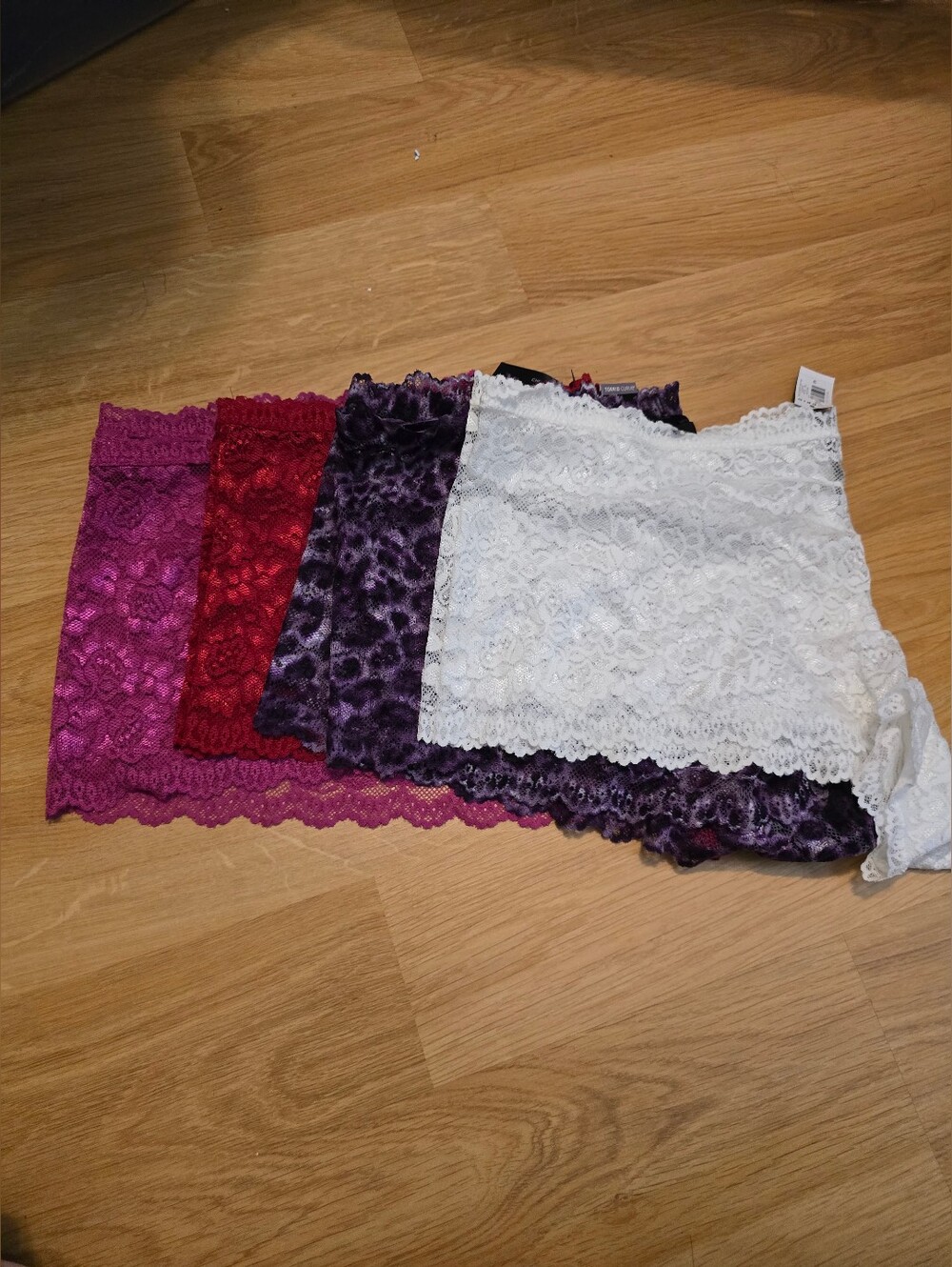 Torrid Simply Lace Mid-Rise Cheeky Panty Lot - White, Purple Leopard, Red, Pink